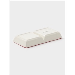 Менажница Доляна «Новогоднее настроение», 2 секций, 19.8×3 см, доломит, белая