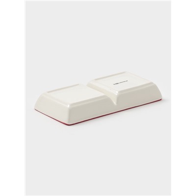 Менажница Доляна «Новогоднее настроение», 2 секций, 19.8×3 см, доломит, белая