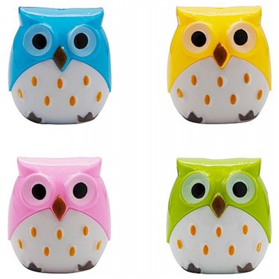 Точилка пластиковая с контейнером два отверстия "Owl" ассорти 1452383 SILWERHOF