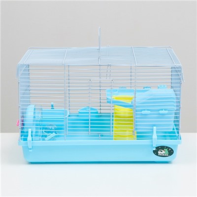 Клетка для грызунов «Пижон», 47×30×27 см, с наполнением, пластик, металл, голубая