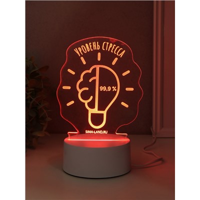 Светильник 3D RISALUX «Уровень стресса 99.9%», LED-ночник, RGB, от сети, 9.5×12.8×14.9 см