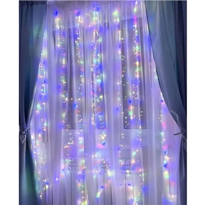 Гирлянда штора на окно хвойная лапа 3х2, мульти колор