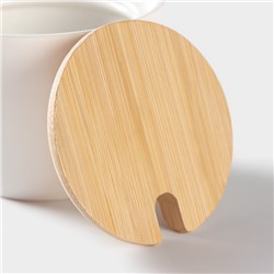 Банки для сыпучих BellaTenero, 150 мл, с ложками, на бамбуковой подставке, фарфор, белые