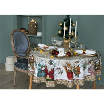 Скатерть новогодняя «Этель» Winter holidays d=150 см ±3 см с ГМВО, 100% хлопок, саржа 190 г/м²