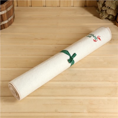 Коврик - лежак для бани и сауны с вышивкой «Банный рай», 180×60 см, 70% полиэфир, 30% шерсть, «Добропаровъ»