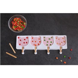 Форма для мороженого «Коты», силикон, 38×14.5×2.5 см, 4 ячейки, МИКС