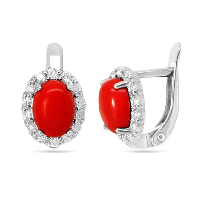 Серьги из серебра коралл, СПН4151