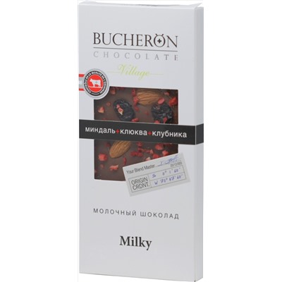 BUCHERON. Village. Молочный с миндалем, клюквой и клубникой 85 гр. карт.упаковка
