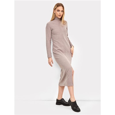 Платье миди женское, кофейное меланж, размер 48