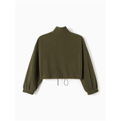 Толстовка флисовая для девочки MINAKU: Fleece Soft, хаки, рост 146 см