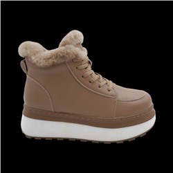 Ботинки из натуральной кожи на меху MZ0122-6 бежевые