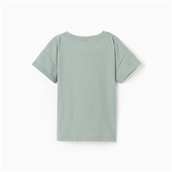 Футболка детская со спущенным плечом, цвет оливковый, рост 116 см