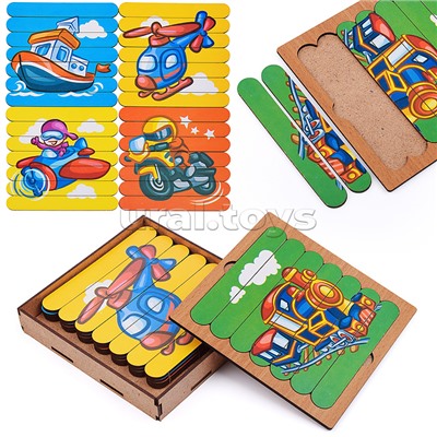 Пазлы-палочки "Транспорт" дер.