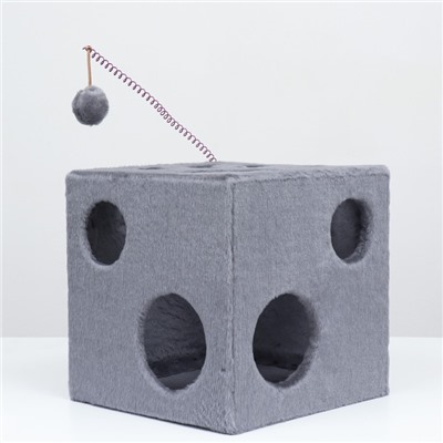 Домик для кошек «Кубик с лапкой», с игрушкой, 40×40×40 см