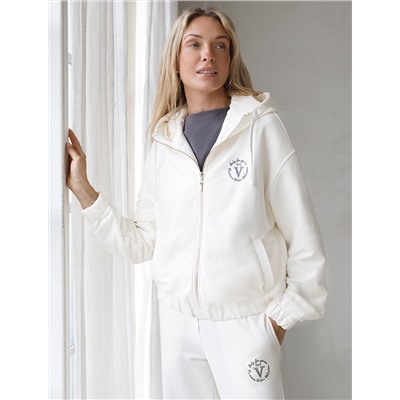 Зип худи на молнии из петельчатого футера трехнитки с резинкой по низу и манжетами