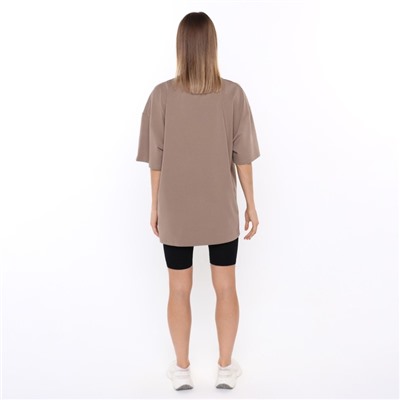 Футболка женская Little Secret, коричневая, размер оверсайз (42-46)