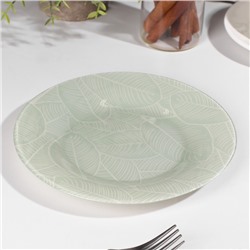 Тарелка стеклянная «Ливс», d=19.5 см, цвет зелёный