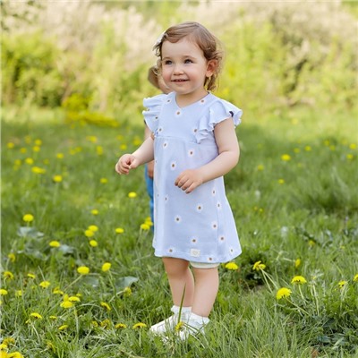 Комплект: платье, шорты, повязка «Крошка Я. Ромашка», рост 62-68 см, серый