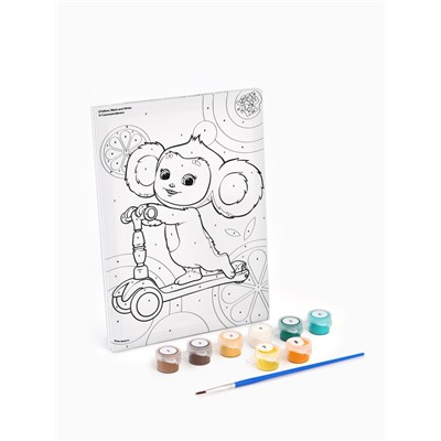 Картина по номерам с подрамником «Чебурашка на самокате», 21×15 см