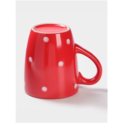 Кружка Доляна «Красный горох», 360 мл, керамика, красная