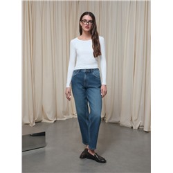 Актуальная коллекция CONTE CON-814 Синие джинсы relaxed mom с эффектом потёртостей