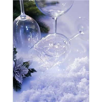 Гирлянда «Нить» 3 м, роса, IP20, серебристая нить. 30 LED, от батареек AG13×3, 3 режима, свечение тёплое белое