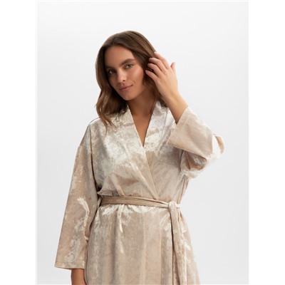 Костюм домашний женский (жакет, брюки) KAFTAN Velvet, размер 52-54, бежевый