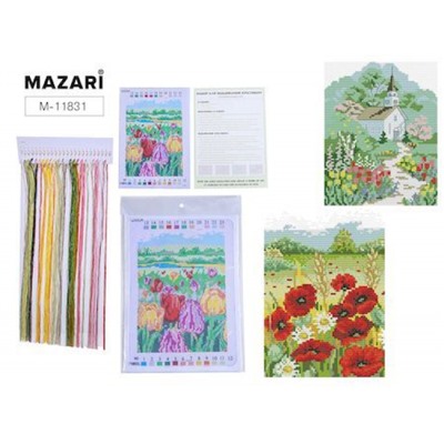 Набор для вышивания "Вышивка крестом" 20х29 см (полная вышивка 16х22,5) ассорти M-11831 Mazari