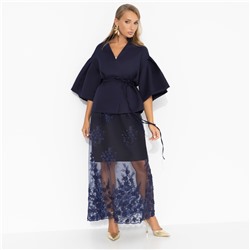 Костюм с юбкой нарядный, Очарование момента (фантазия, 2 в 1, с поясом)