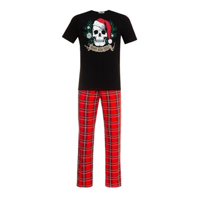 Пижама мужская (футболка, брюки) KAFTAN «Череп», чёрная, размер 56
