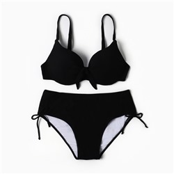 Купальник раздельный бельевой на завязках женский, чёрный, размер 58