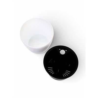 Кашпо для цветов «Анфа», 1.8 л, d=15 см, h=13.5 см, пластиковое, с автополивом, со вставкой, белое