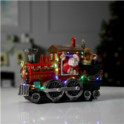 Светодиодная фигура «Паровоз с Дедом Морозом» 26.5×19.5×12.5 см, полистоун, батарейки ААх3 (не в комплекте), USB, свечение мульти