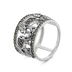 Кольцо из чернёного серебра с марказитами 925 пробы MR02247