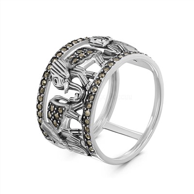 Кольцо из чернёного серебра с марказитами 925 пробы MR02247