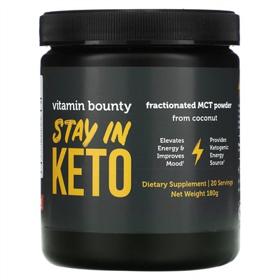 Vitamin Bounty, Stay In Keto, Fractioned MCT Powder from Coconut, 180 g