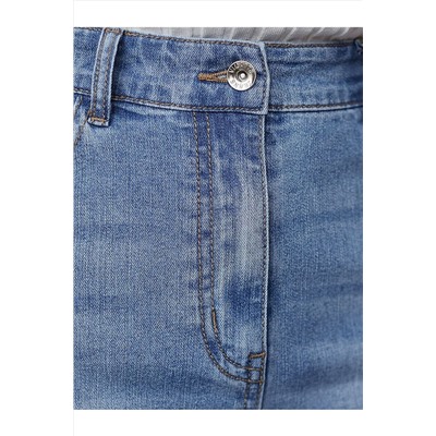 Джинсовая юбка с декоративной стиркой из эластичного облегченного денима VILATTE, 1230670