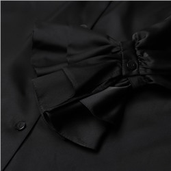 Блузка шелковая с воланами женская MIST, размер 46, чёрная