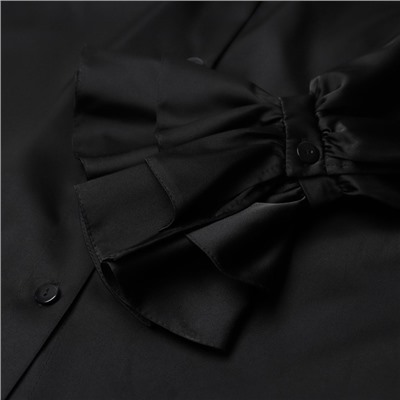 Блузка шелковая с воланами женская MIST, размер 46, чёрная