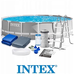 Бассейн каркасный Prism Frame, 427 х 107 см, фильтр-насос, лестница, тент, подстилка, 26720NP INTEX
