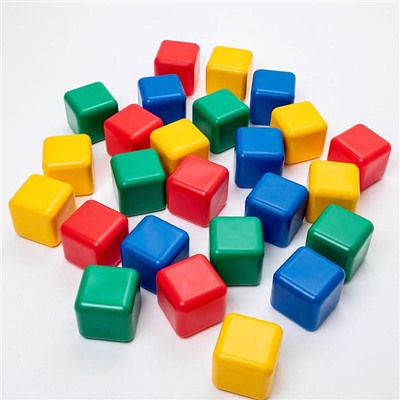 Кубики детские, пластиковые, цветные, 25 штук, 12 × 12 см