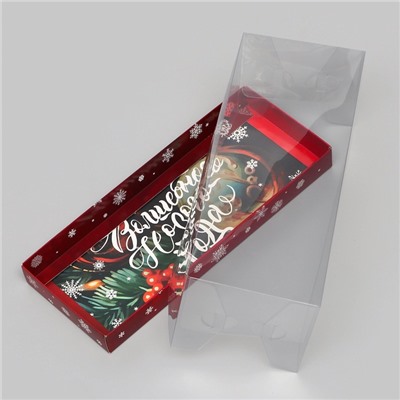Коробка с прозрачной крышкой под рулет «Волшебного Нового года», 30×12×12