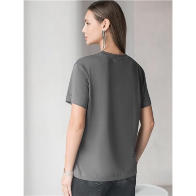 Нарядная футболка с принтом фольгой из премиального хлопка с эластаном