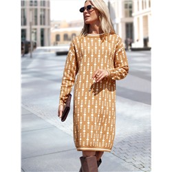 Платье жаккардовой вязки с кашемиром