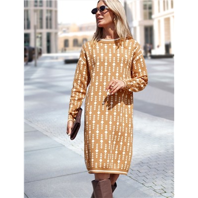 Платье жаккардовой вязки с кашемиром