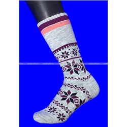 5 ПАР - Термоноски женские высокие (гольфы) внутри махра с начесом из шерсти мериноса ЖЗ-21