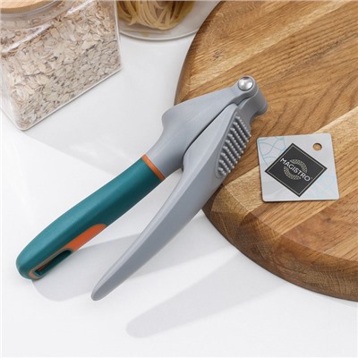 Пресс для чеснока Magistro Coral, 20.2×4.2×6.5 см, зелёный, серый