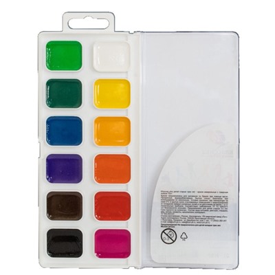 Краски акварельные 12 цв. Классика, медовые, п/упак, б/к
