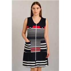 Халат женский без рукавов на молнии 303 (Темно-синий)