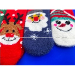 5 ПАР - AMIGOBS носки женские НОРКА "НОВОГОДНИЕ  ПУШИСТИКИ"